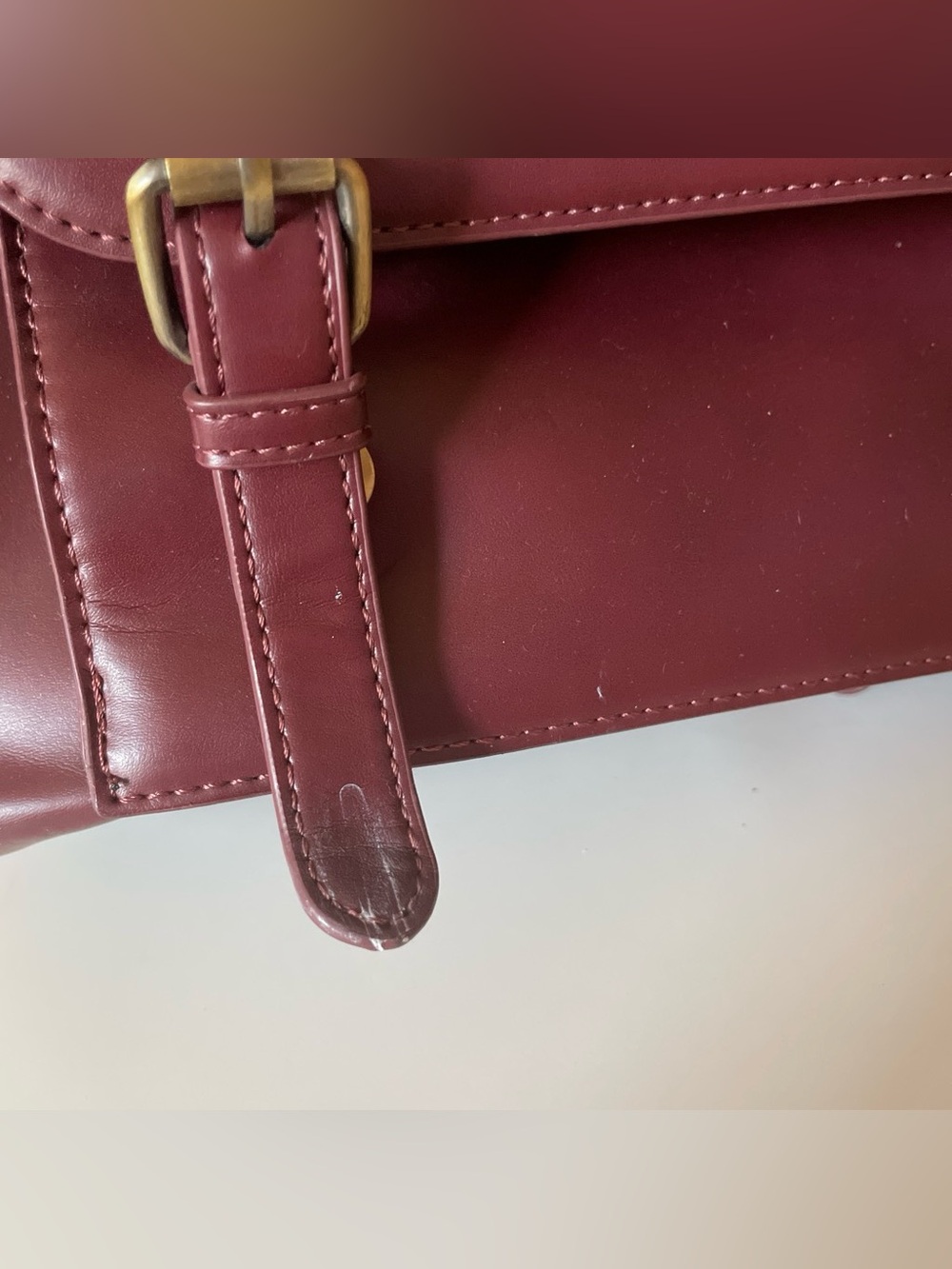 ECOSUSI Burgundy Leather Backpack Dark & Light Academia Aesthetic - Picture 8 of 9